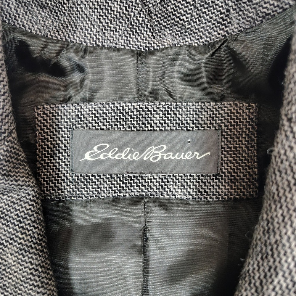 Eddie Bauer Blazer Mens M Grey Herringbone Wool Blend Two Button Sport Coat - Picture 3 of 11